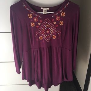 Westbound purple embroidered blouse